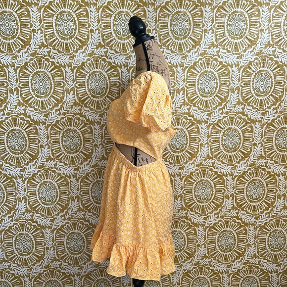 NWT LIKELY Isabella Yellow Floral Eyelet Embroidered Cutout Mini Dress size 10 - Picture 10 of 14
